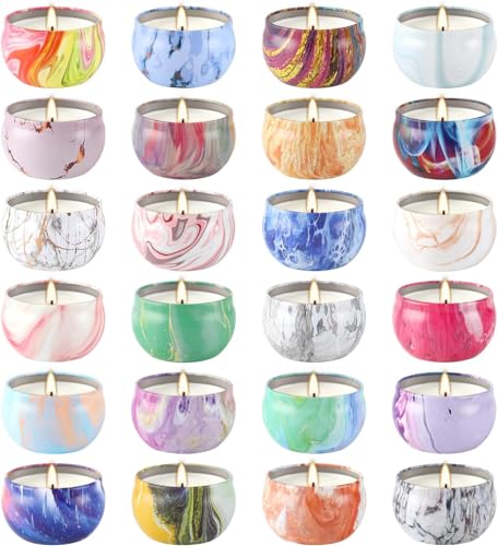YOROXRG Scented Candles Gifts Set 24 Pack Soy Wax Travel Tin Jar Candles for Home 25 OZ Scented for Mom for Christmas Birthday Thanksgiving Mothers Day